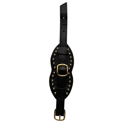 Pre-owned Giuseppe Zanotti Leather Bracelet In Black