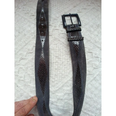 Pre-owned Saint Laurent Khaki Leather Belt
