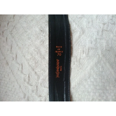 Pre-owned Saint Laurent Khaki Leather Belt