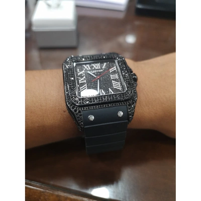 Pre-owned Cartier Santos 100 Xl Watch In Black