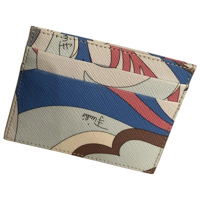 Pre-owned Emilio Pucci Leather Card Wallet In Multicolour