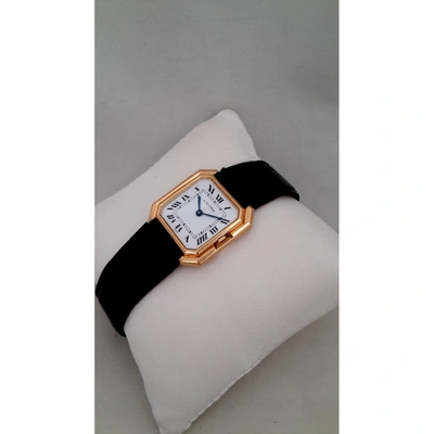 Pre-owned Cartier Ceinture Black Yellow Gold Watch