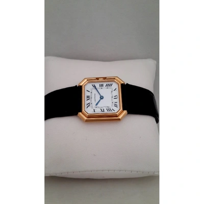 Pre-owned Cartier Ceinture Black Yellow Gold Watch