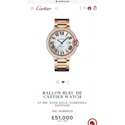 Pre-owned Cartier Ballon Bleu Gold Pink Gold Watch