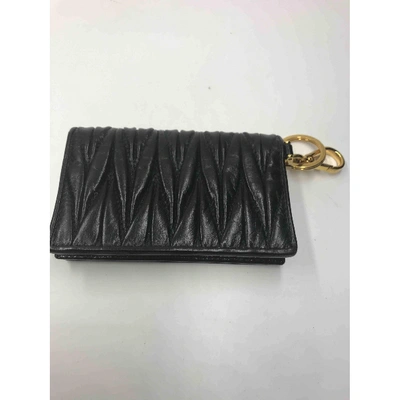 Pre-owned Miu Miu Leather Card Wallet In Black