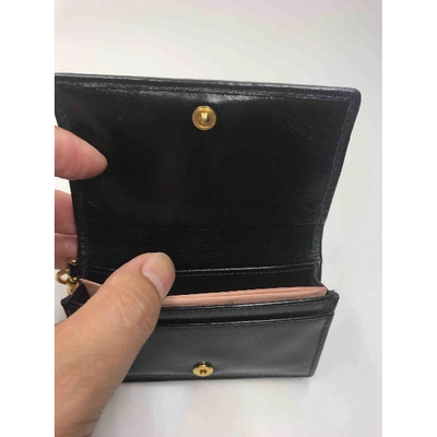 Pre-owned Miu Miu Leather Card Wallet In Black