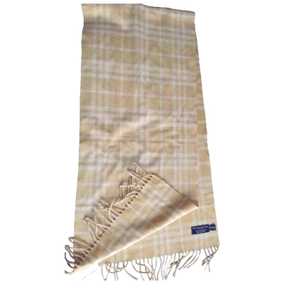Pre-owned Burberry Cashmere Scarf In Yellow