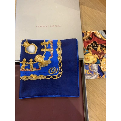 Pre-owned Carrera Y Carrera Silk Handkerchief In Blue