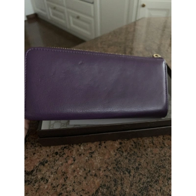 Pre-owned Gucci Leather Wallet In Purple