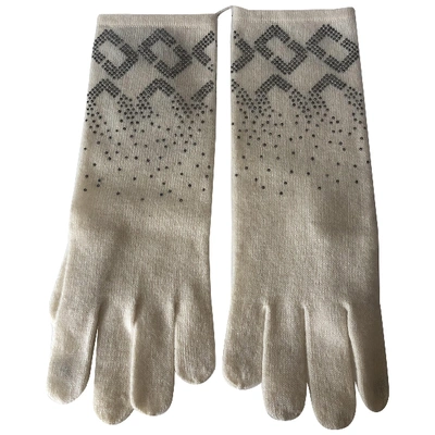 Pre-owned Diane Von Furstenberg White Cashmere Gloves