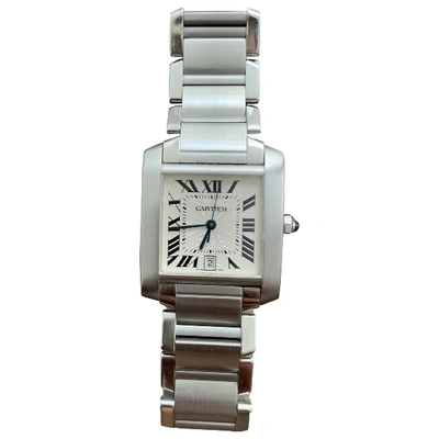 Pre-owned Cartier Tank Française Silver Steel Watch