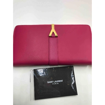 Pre-owned Saint Laurent Chyc Leather Wallet In Pink