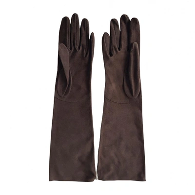 Pre-owned Rochas Long Gloves In Brown