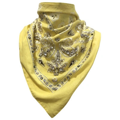 Pre-owned Pinko Yellow Cotton Scarf