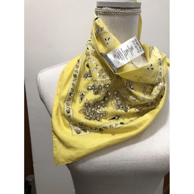 Pre-owned Pinko Yellow Cotton Scarf