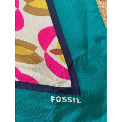 Pre-owned Fossil Silk Scarf In Multicolour