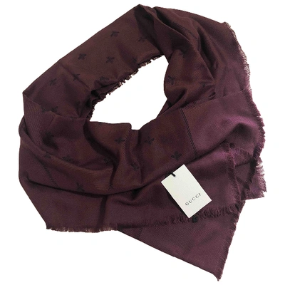 Pre-owned Gucci Wool Stole In Burgundy