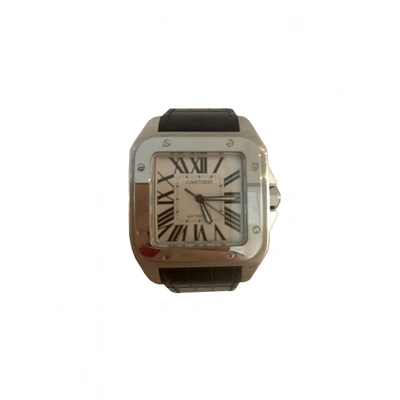 Pre-owned Cartier Santos 100 Grey Steel Watch