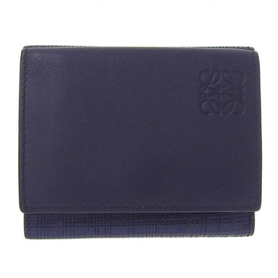Pre-owned Loewe Navy Leather Wallet