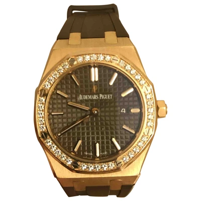Pre-owned Audemars Piguet Royal Oak Lady Brown Pink Gold Watch