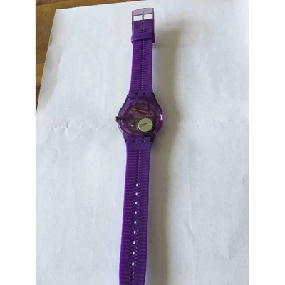 Pre-owned Swatch Purple Rubber Watch