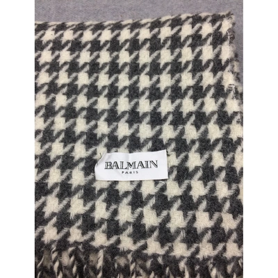 Pre-owned Balmain Wool Scarf In Grey