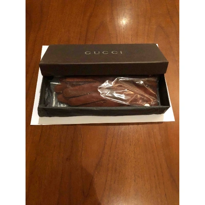 Pre-owned Gucci Gloves In Camel