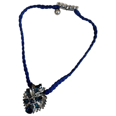 Pre-owned Shourouk Crystal Long Necklace In Blue