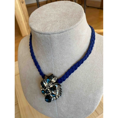 Pre-owned Shourouk Crystal Long Necklace In Blue