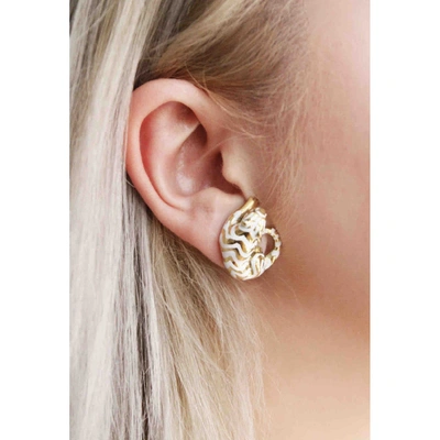 Pre-owned David Webb White Yellow Gold Earrings