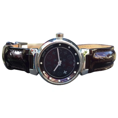 Pre-owned Louis Vuitton Tambour Horizon Watch In Burgundy