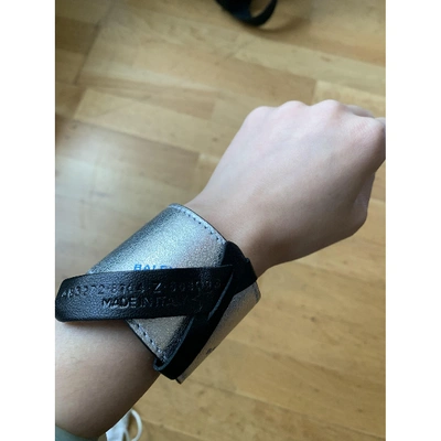 Pre-owned Balenciaga Leather Bracelet In Silver