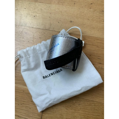 Pre-owned Balenciaga Leather Bracelet In Silver
