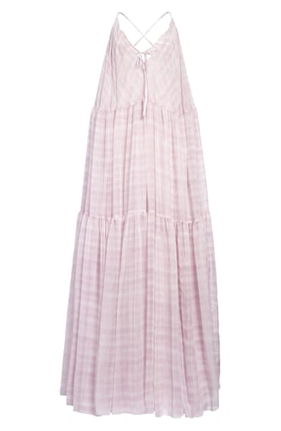 Shop Jacquemus Mistral Gingham Tiered Maxi Dress In Print Pink Checked
