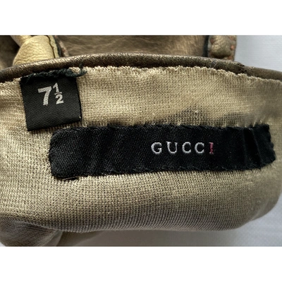 Pre-owned Gucci Leather Gloves In Gold