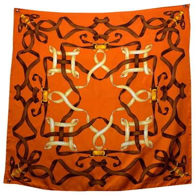 Pre-owned Trussardi Silk Scarf In Orange