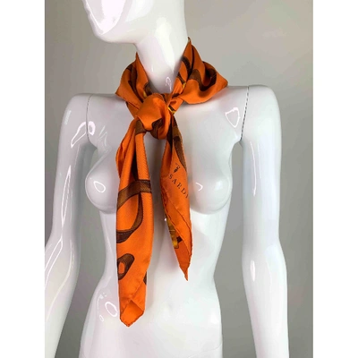 Pre-owned Trussardi Silk Scarf In Orange