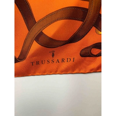 Pre-owned Trussardi Silk Scarf In Orange