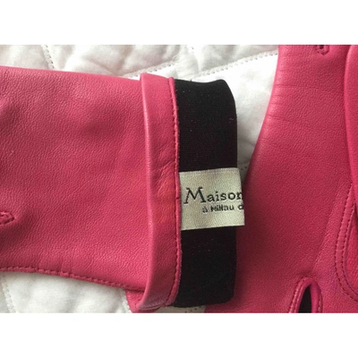 Pre-owned Maison Fabre Leather Gloves In Pink