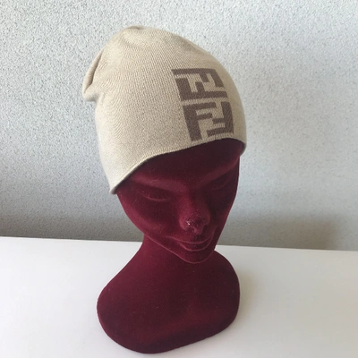 Pre-owned Fendi Wool Beanie In Beige