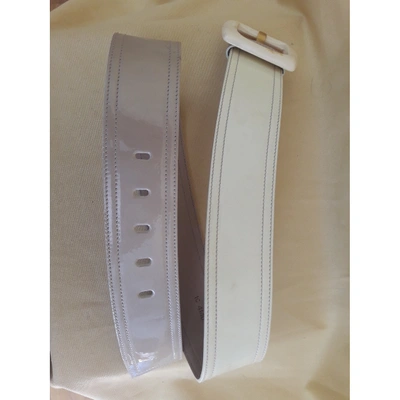 Pre-owned Prada Patent Leather Belt In Ecru