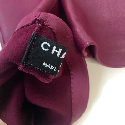 Pre-owned Chanel Leather Mittens In Purple