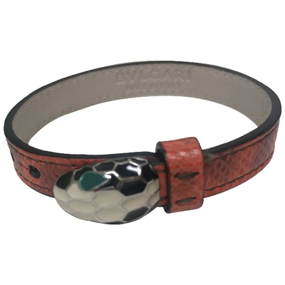 Pre-owned Bulgari Serpenti Orange Leather Bracelet