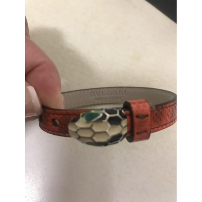 Pre-owned Bulgari Serpenti Orange Leather Bracelet