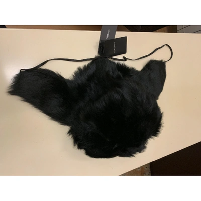 Pre-owned Dolce & Gabbana Black Mongolian Lamb Hat