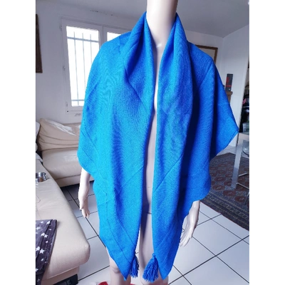 Pre-owned Guy Laroche Wool Silk Handkerchief In Blue