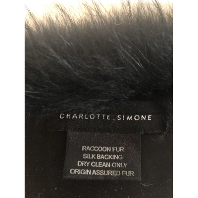 Pre-owned Charlotte Simone Black Raccoon Scarf