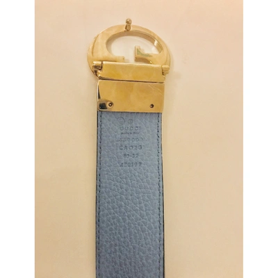 Pre-owned Gucci Interlocking Buckle Leather Belt In Navy