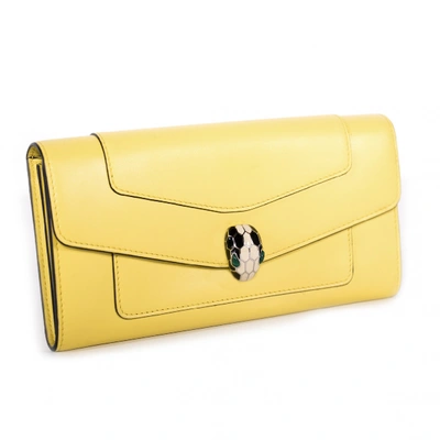 Pre-owned Bulgari Leather Wallet In Yellow