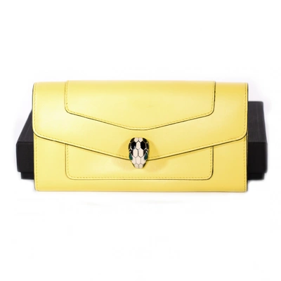 Pre-owned Bulgari Leather Wallet In Yellow